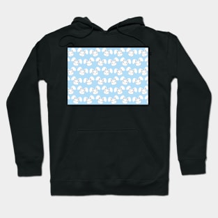 Cute White Bunny on Light Blue background Hoodie